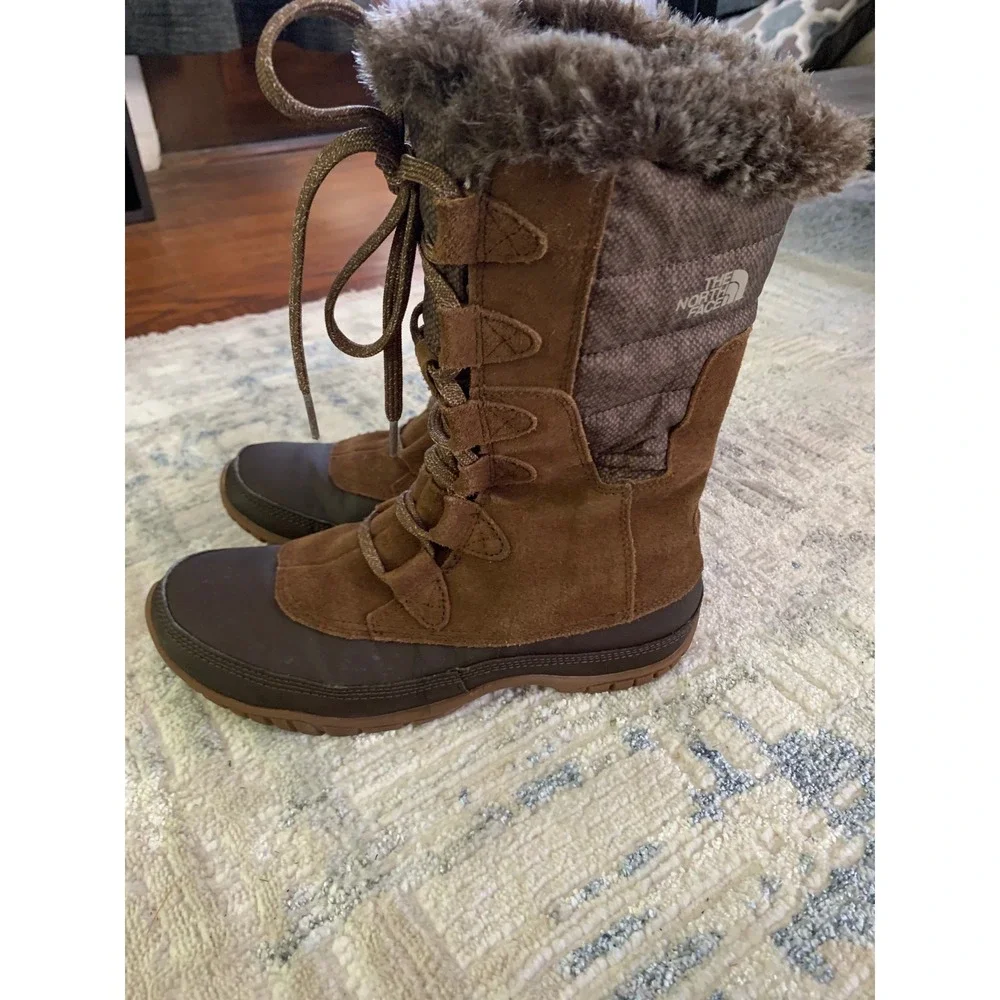 The North Face Shellista Lace Luxe Waterproof Winter Boots Brown Suede Women 6.5